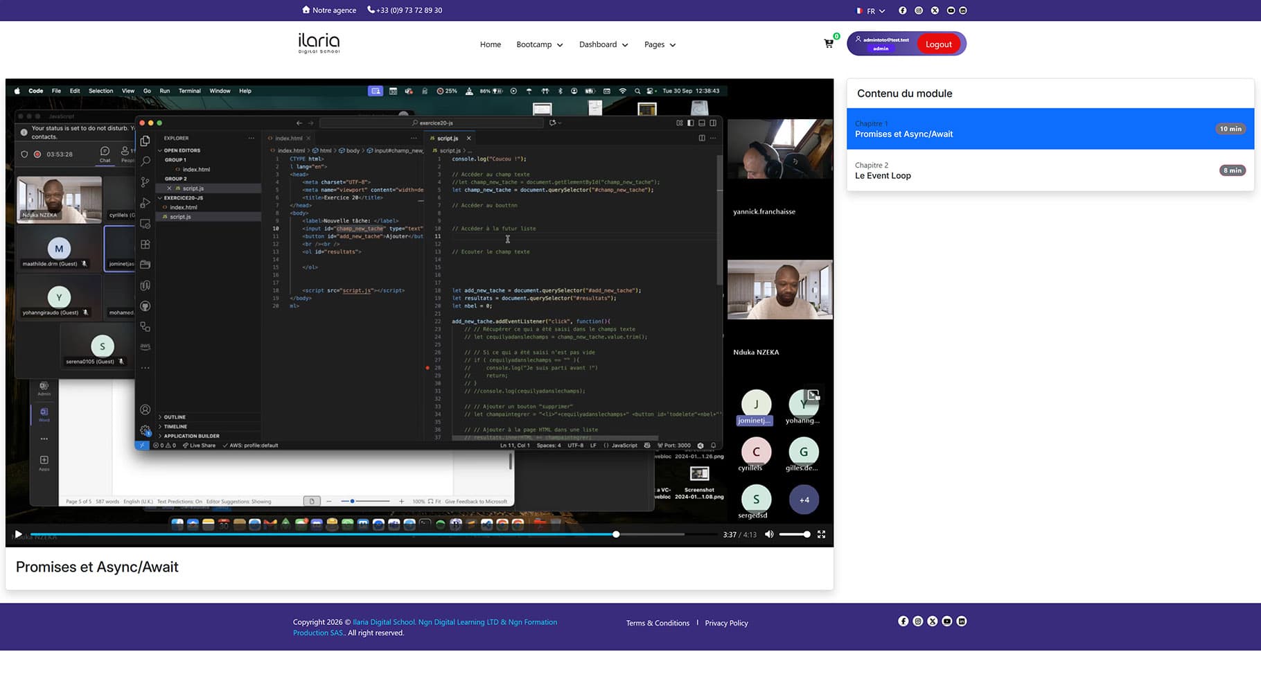 Vue additionnelle 1 de Plateforme eLearning (MVP) - Stage
