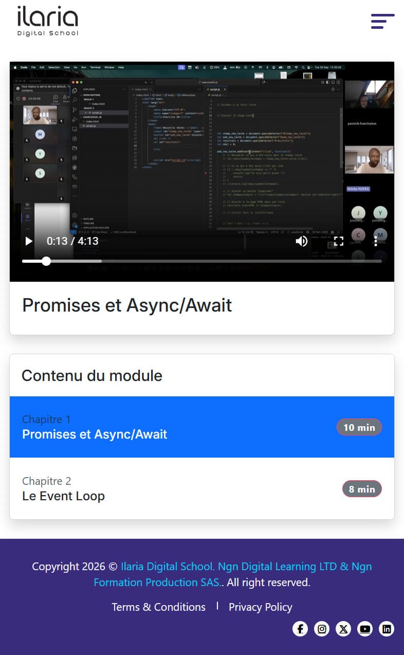 Vue additionnelle 3 de Plateforme eLearning (MVP) - Stage